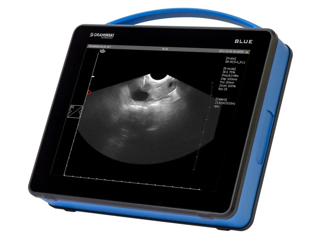 Ecografo veterinario Blue Dramiński utilizzato per applicazione OPU
