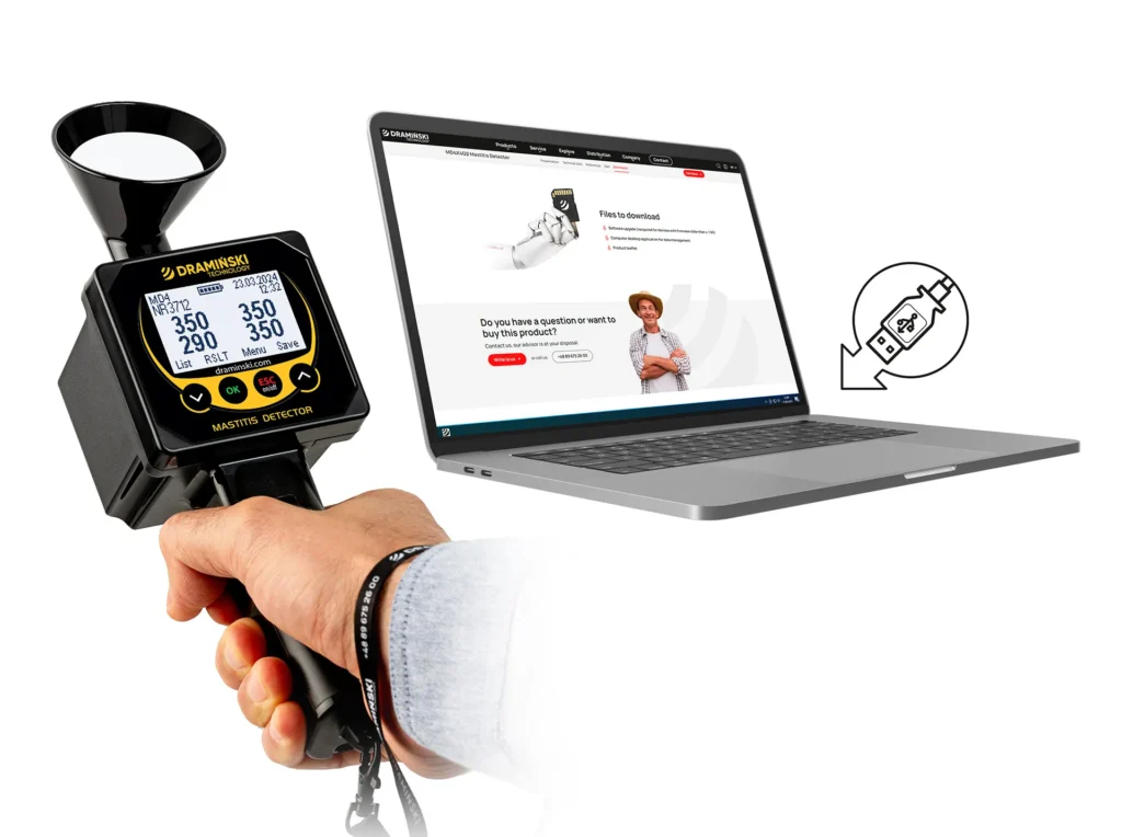 Connessione del rilevatore di mastite MD4Q2 a un computer portatile